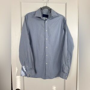 David Donahue Blue and White Dress Shirt
